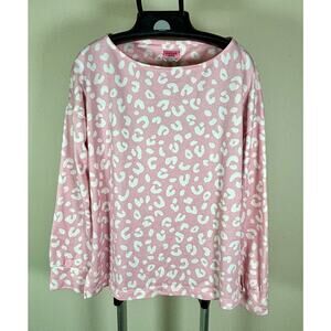 Kate Spade Pink & White Leopard Animal Print Soft Pajama Sleepwear Top Women SML